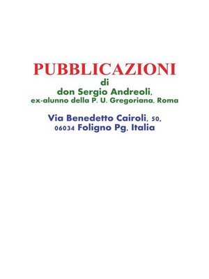 cover image of Pubblicazioni di don Sergio Andreoli, ex-alunno della P. U. Gregoriana, Roma